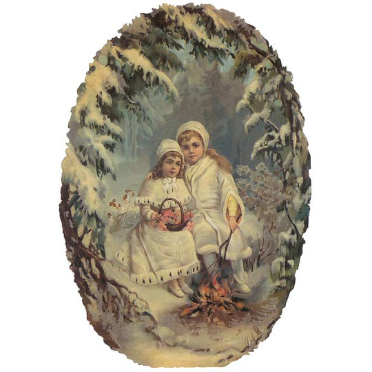 Children in Snowy Forest Large Scrap ~ Germany